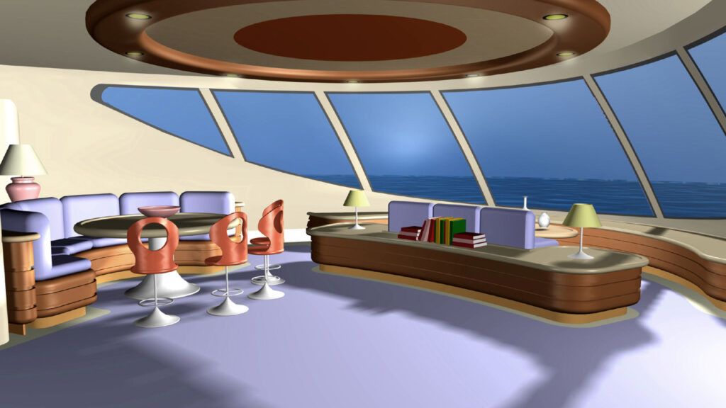 Futuristic floating home Trilobis interior