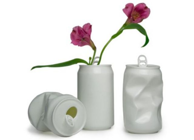 crushed can vases