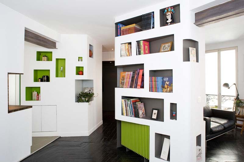 Paris Apartment with movable walls built in storage