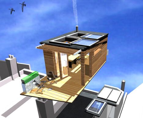 Hut on a roof rendering