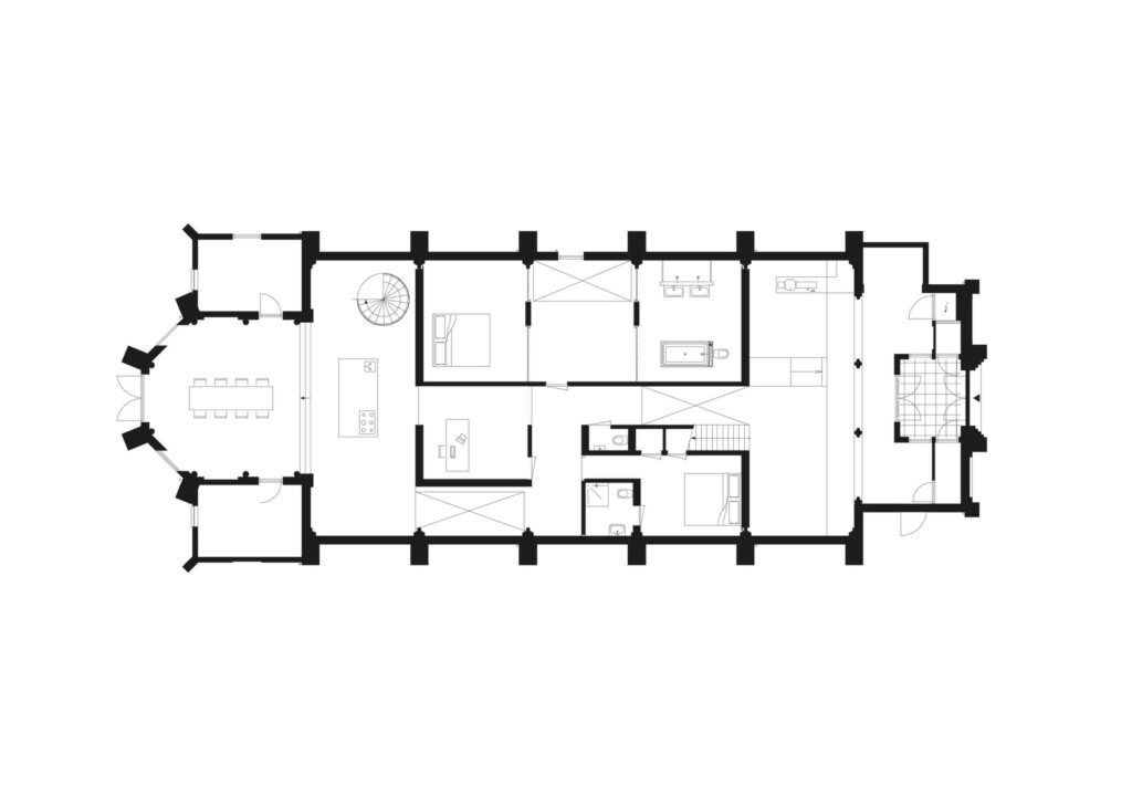 Converted 19th century church home layout