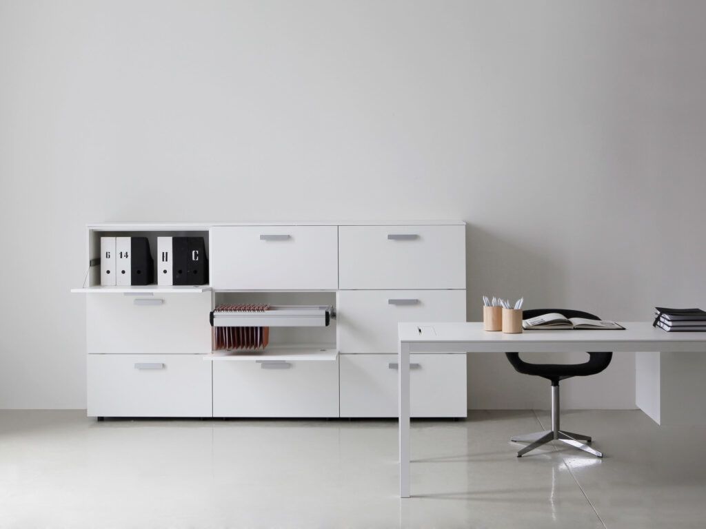 Porro white minimalist workspace