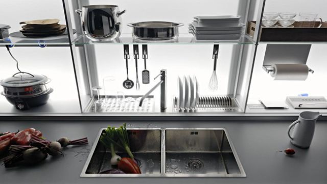 Clutter-Free Logica Kitchen System illuminated