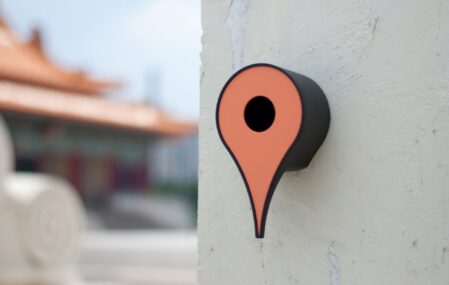 Google Map Pins bird houses on wall