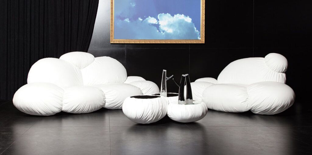 cloud sofa black backdrop