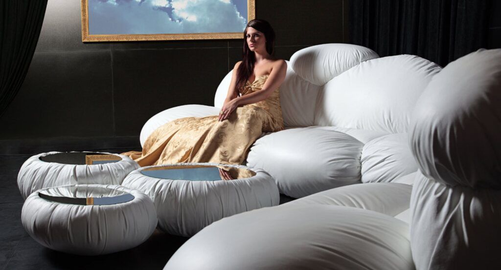 cloud sofa with model