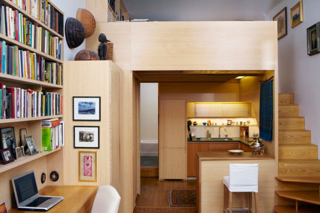240 sq ft loft apartment in new york wood built in