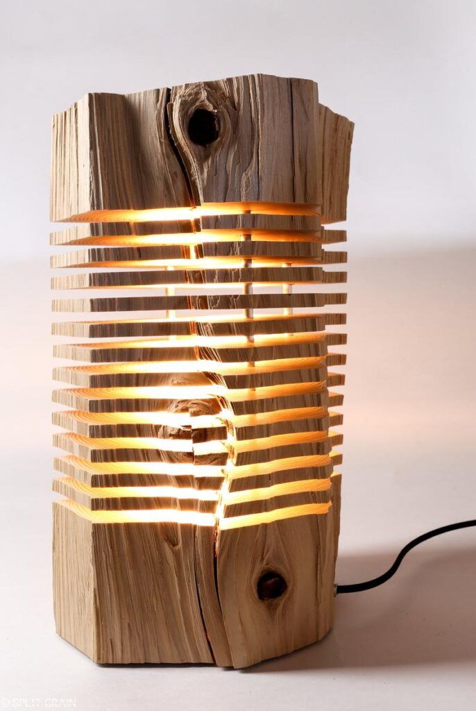 splitgrain wood sculpture lamp