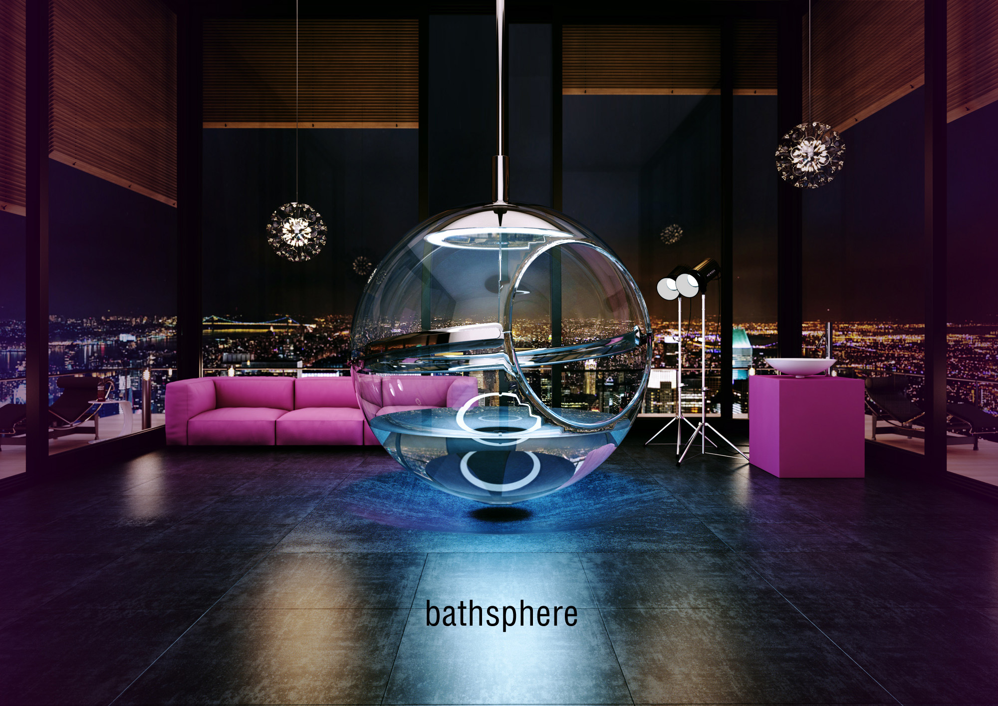 bath sphere transparent tub design