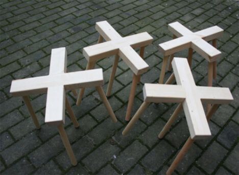cross shaped stool set