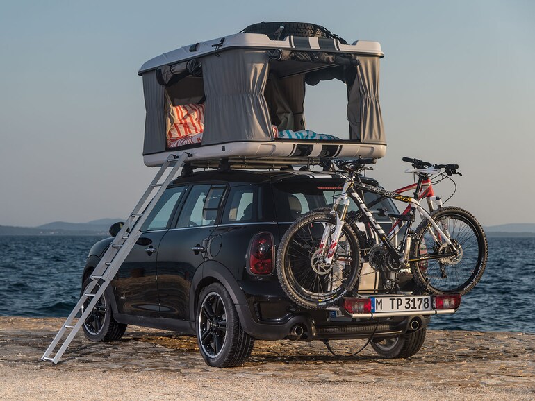 MINI Clubman Camp rooftop tent ready for road trips