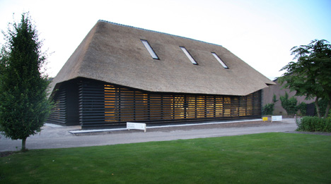 remodeled flemish barn lit from inside
