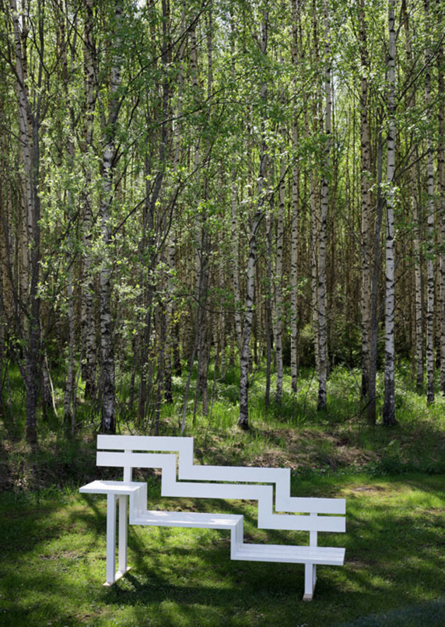 Jeppe Hein bench in the woods