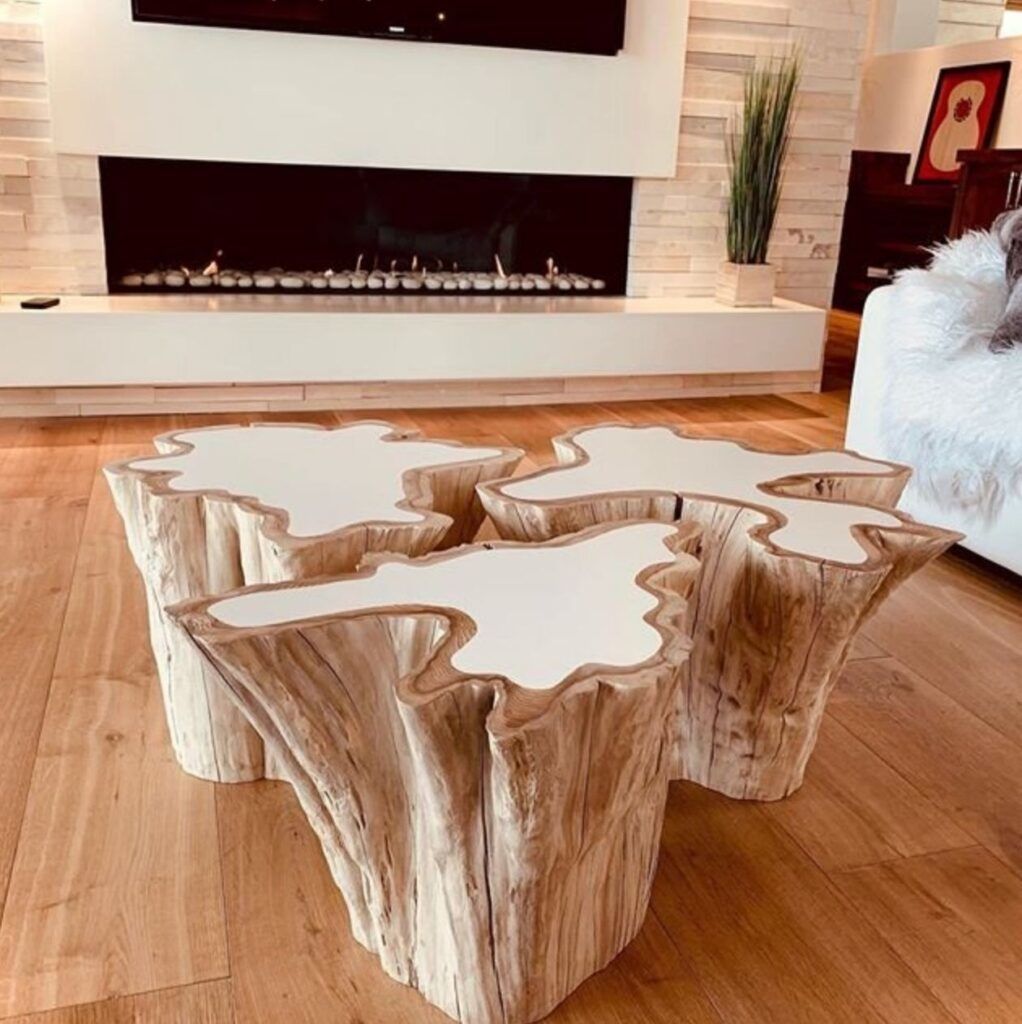 Modern log furniture Bloom tables