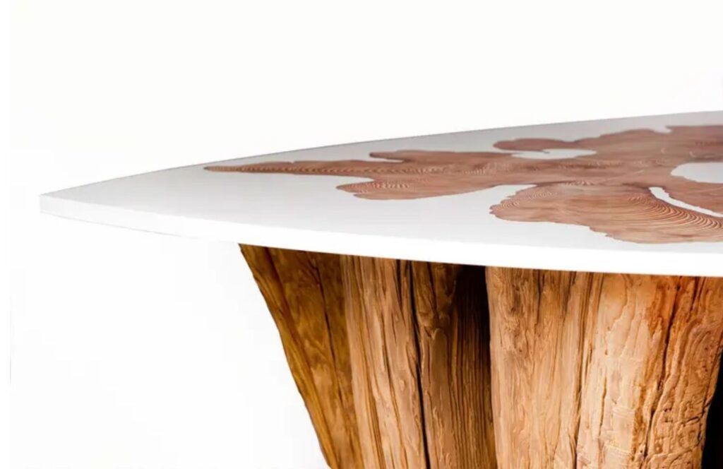 Modern log furniture wood and resin