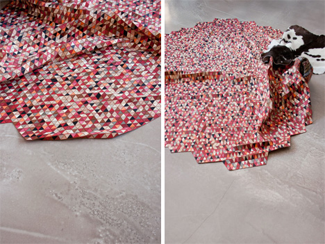 crumpled articulated wooden rugs