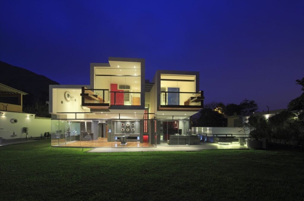 Modern Design Home in Peru at night