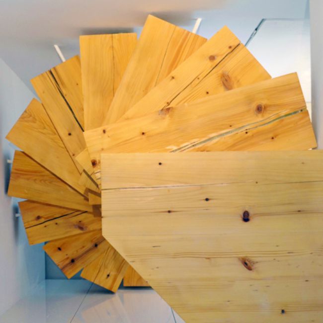 QC wooden block stairs from above