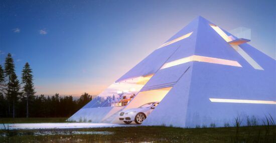 Futuristic pyramid house
