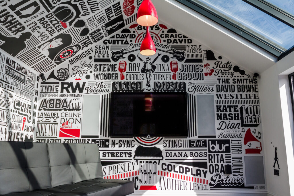 Typographic mural Olly Murs lettering