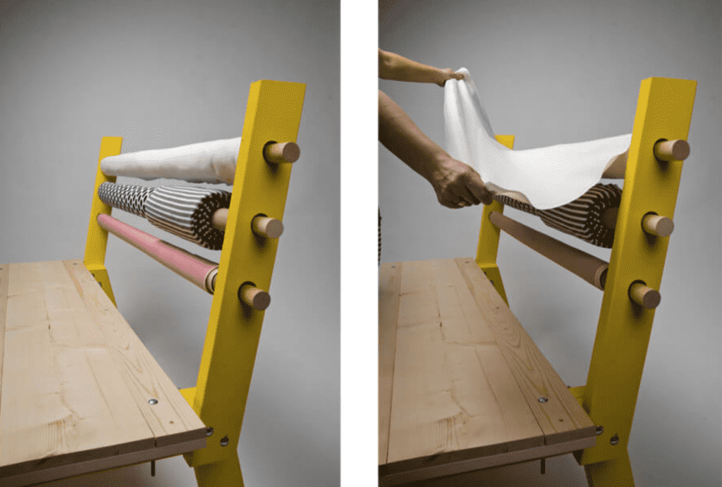 Fabric bolt bench in use