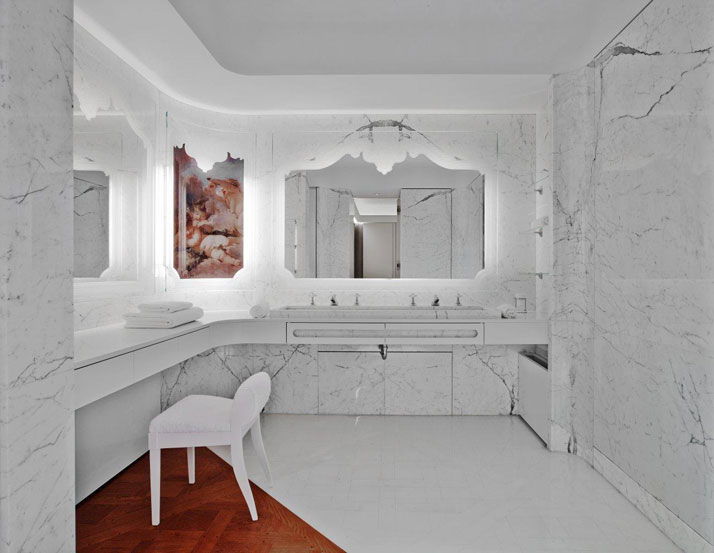 Paris apartment by Ramy Fischler marble vanity
