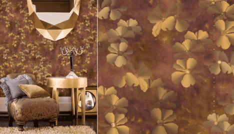 LED wallpaper gold floral