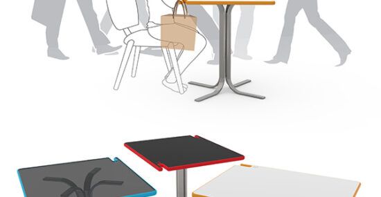 HangOut table with hook for shopping bags