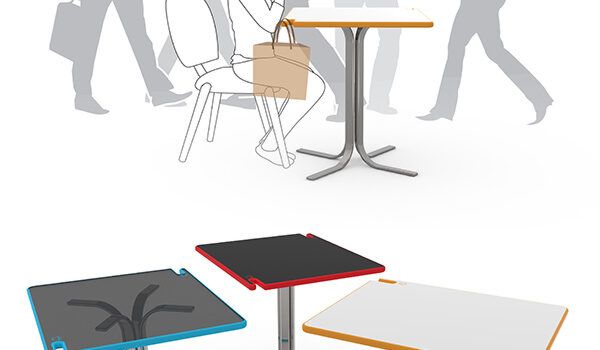 HangOut table with hook for shopping bags