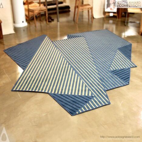 Folded tones optical illusion rug