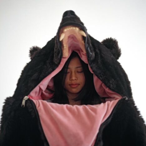 bear sleeping bag inside mouth