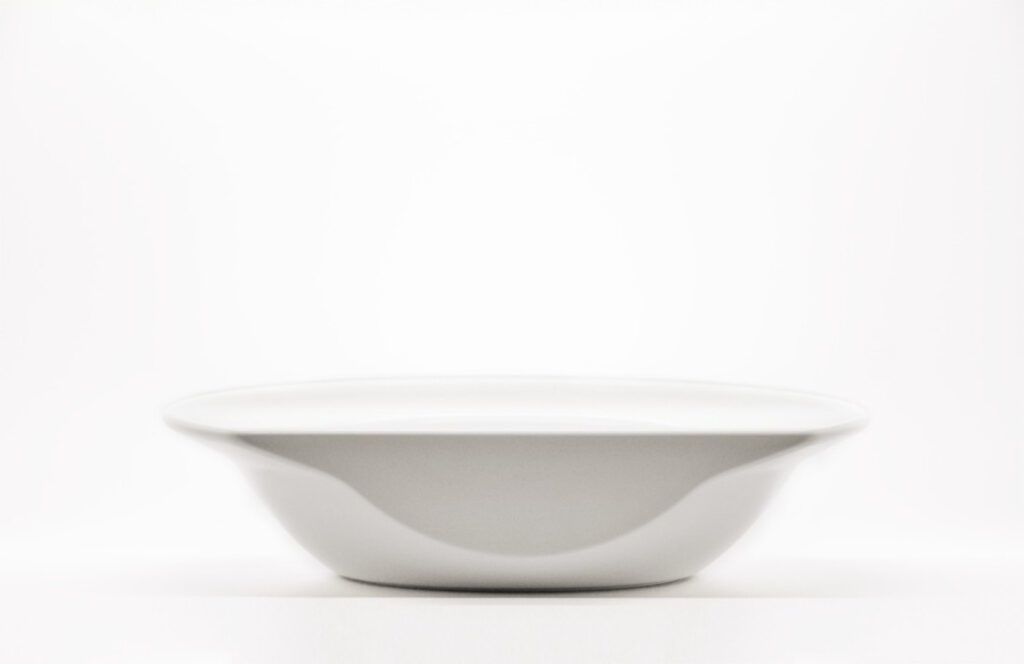 Ceramic scoop bowl for disabled people flat