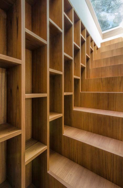 stairs extending bookcase