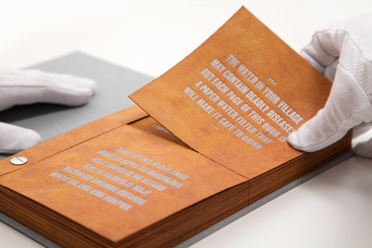 Drinkable book - tearing off sheet