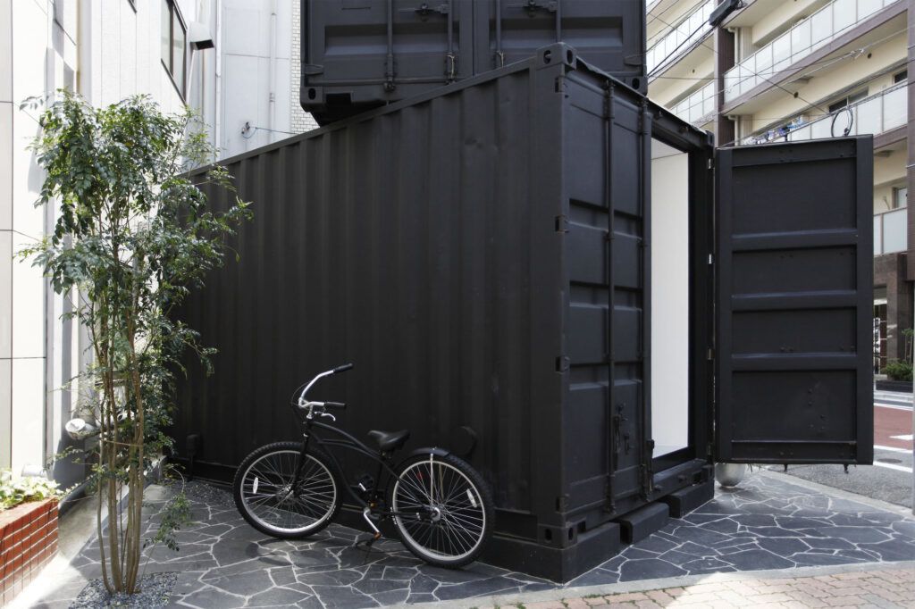 stacked offset container house black
