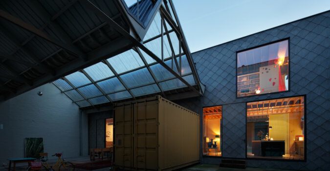 Converted warehouse home Belgium shipping container