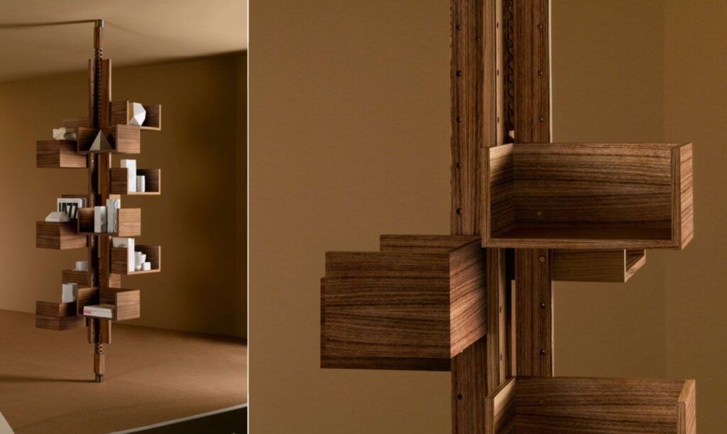 Retro rotating bookcase by Poltrona Frau