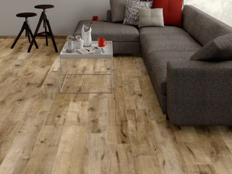 The look of wood flooring in easy-care ceramic