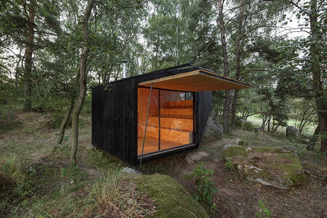 modern forest hut black