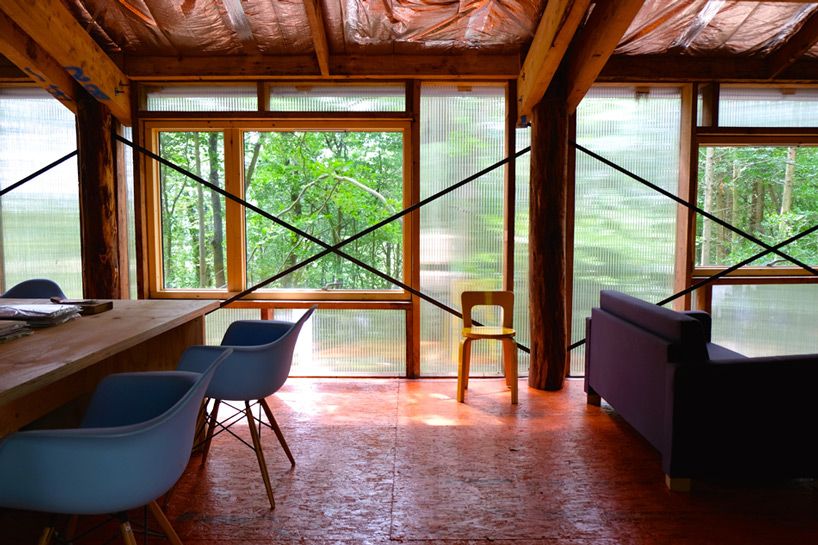 low cost timber studio interior