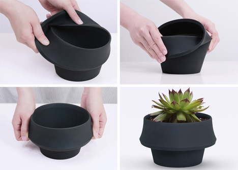 flexible pot grows with plant