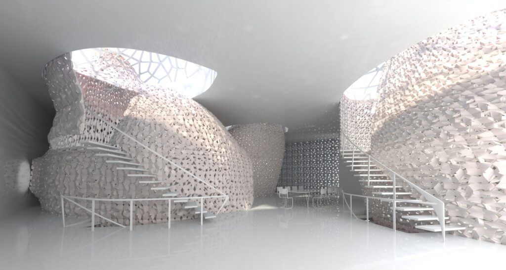 3D-printed structures Salt House interior
