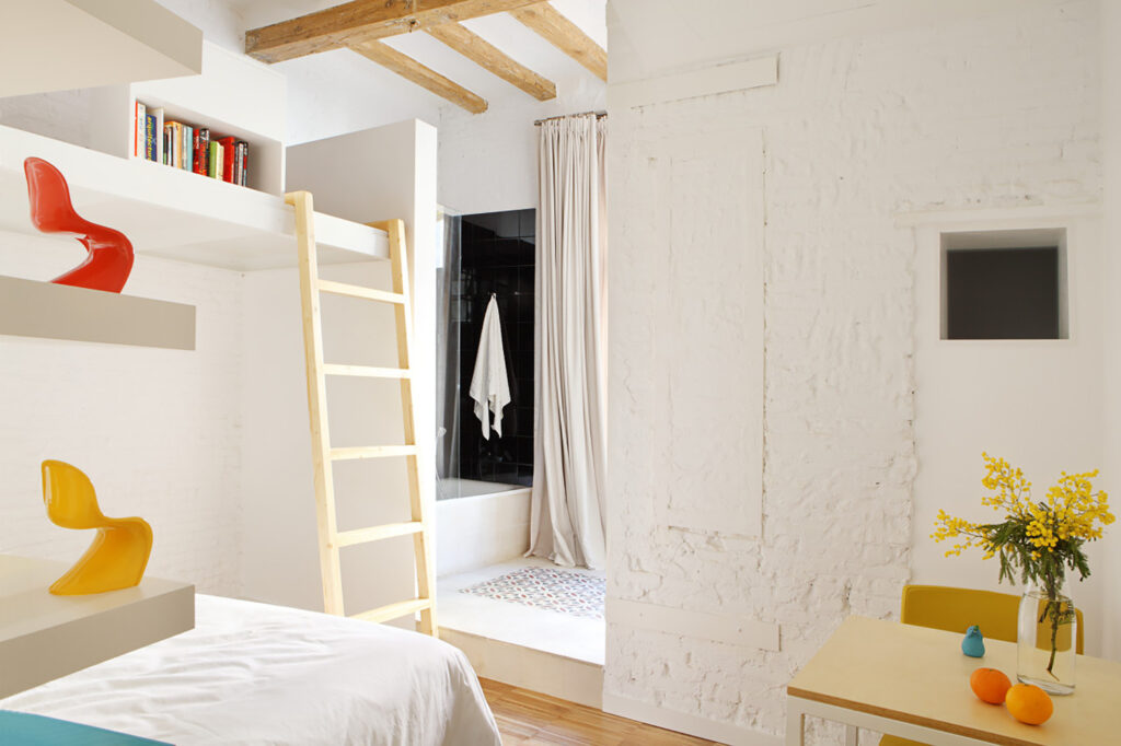 Barcelona apartment shared micro-living bathroom