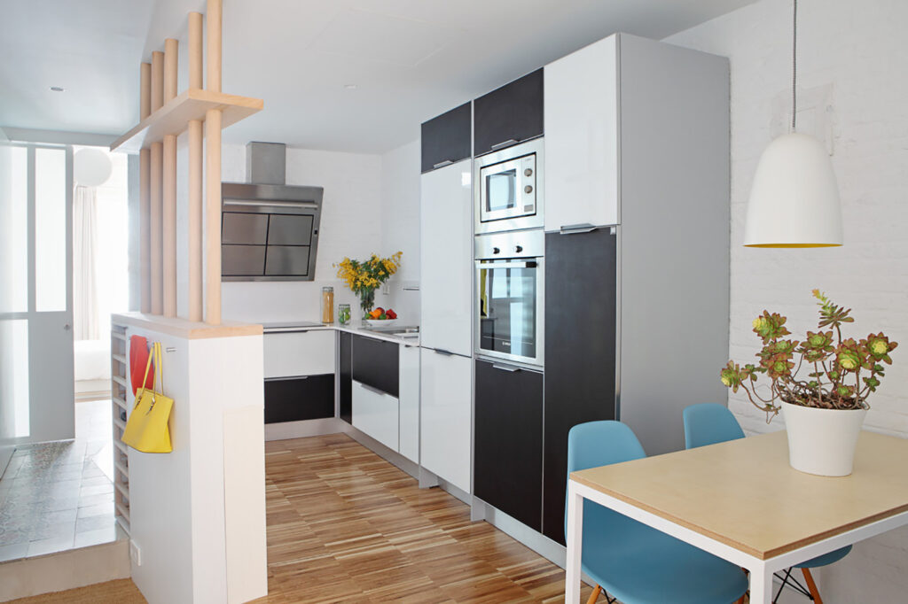 Barcelona apartment shared micro-living tiny kitchen