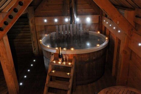 Tinywood homes inside hot tub