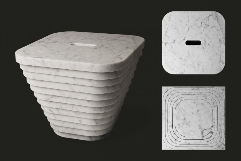 Objects made of reclaimed marble