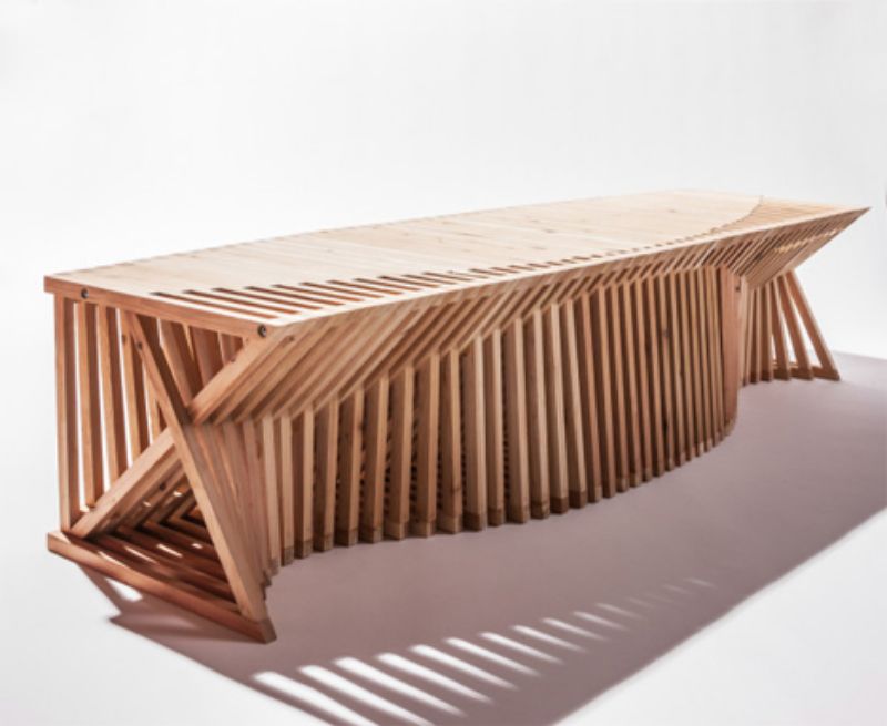 Designer cat houses Architects for Animals wood bench