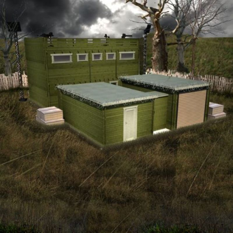 Zombie survivalist cabin entrance