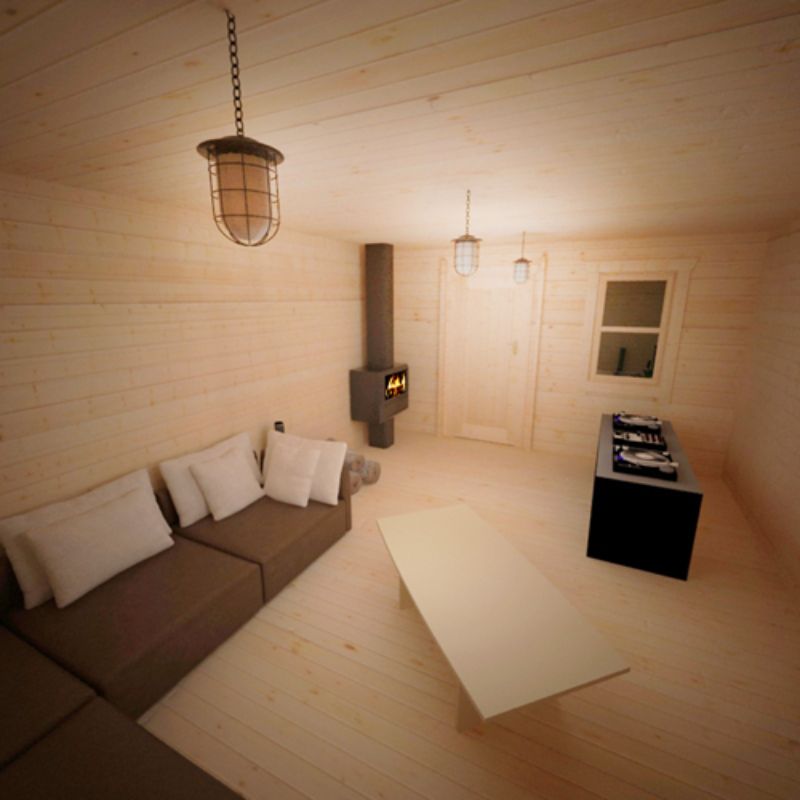 Zombie survivalist cabin living room