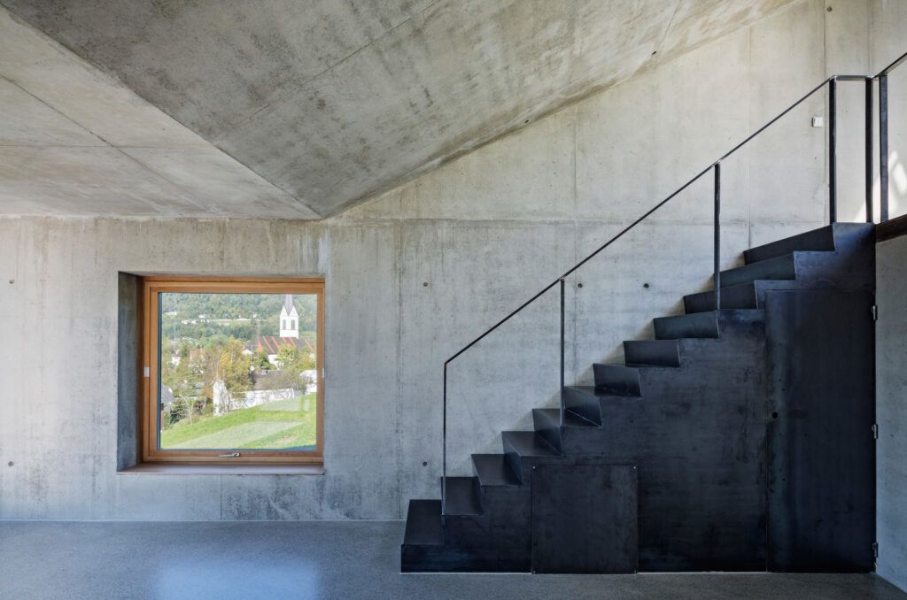Hillside Studio Bregenz black staircase